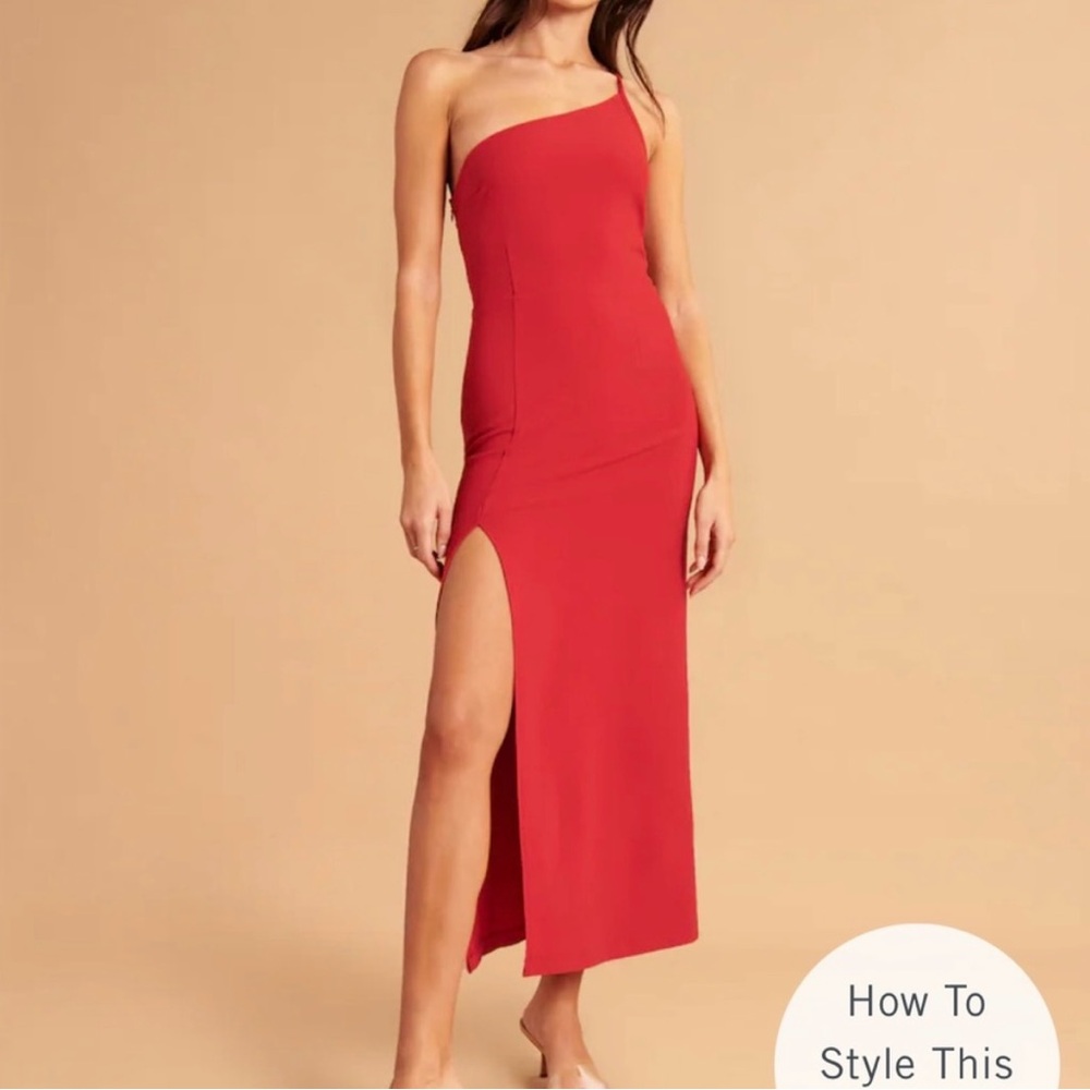 Abercrombie & Fitch Red One-Shoulder Dress